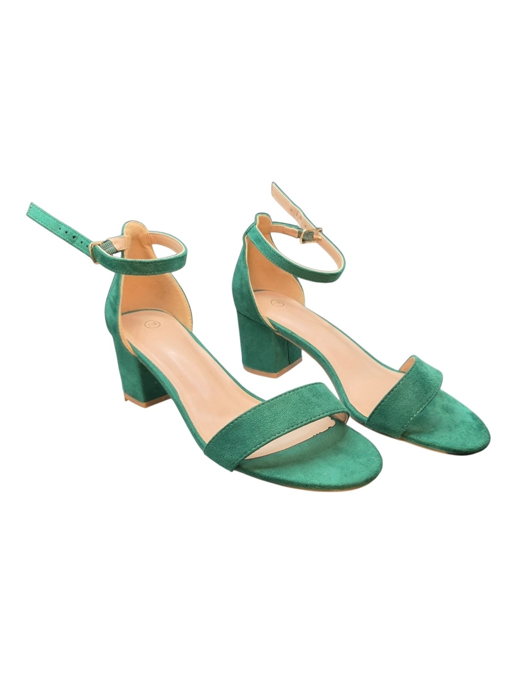 Mysoft Green Suede Ankle Strap Block Heel Sandals Shoes Size 7.5W - Picture 3 of 8
